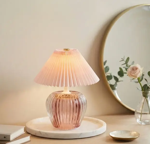 Pleated Pink Table Lamp