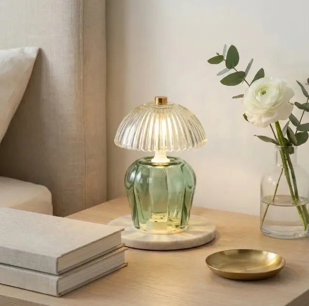 Vintage Green Glass Lamp